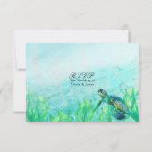 Zee Turtle Ocean Beach Art Elegant Wedding RSVP (Achterkant)