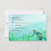Zee Turtle Ocean Beach Art Elegant Wedding RSVP Kaartje (Voorkant)