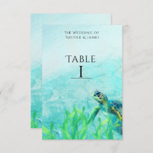 Zee Turtle Ocean Beach Art Weddenschap Table Numbe Kaart