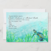 Zee Turtle Ocean Beach Art Wedding Invitations Kaart (Voorkant)