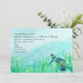 Zee Turtle Ocean Beach Art Wedding Invitations Kaart (Staand voorkant)