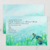 Zee Turtle Ocean Beach Art Wedding Invitations Kaart (Voorkant / Achterkant)