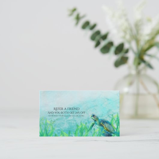 Zee Turtle Ocean Beach Elegant Verwijs een vriend Aanbevelingskaartje (Staand voorkant)