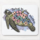 Zee Turtle Ocean Flowers Typografie Langzame beweg Muismat (Voorkant)