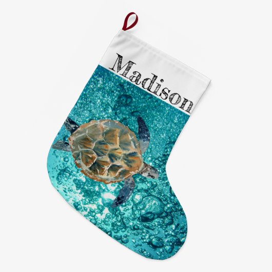 Zee Turtle Ocean Grote Kerstsok (Voorkant (Hangend))