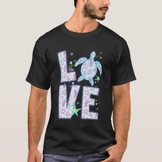 Zee Turtle Ocean Love Hologram Hippie Costume T-shirt (Voorkant)
