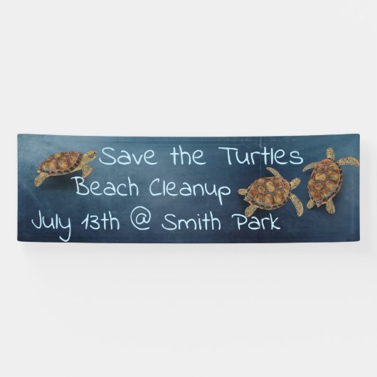 Zee Turtle Ocean op maat Spandoek (Horizontaal)