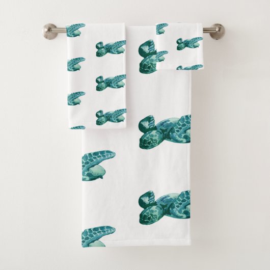 Zee Turtle Ocean Pattern Art Bad Handdoek (Insitu)