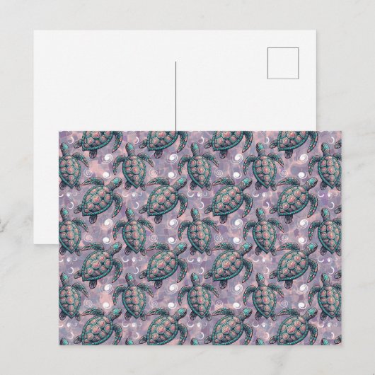 Zee Turtle Ocean Pattern Briefkaart (Voorkant / Achterkant)