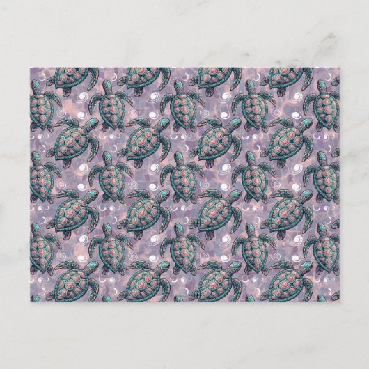 Zee Turtle Ocean Pattern Briefkaart (Voorkant)