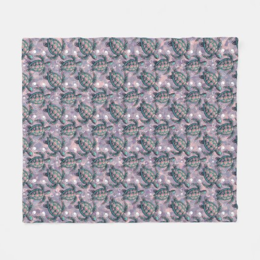 Zee Turtle Ocean Pattern Fleece Deken (Voorkant (Horizontaal))