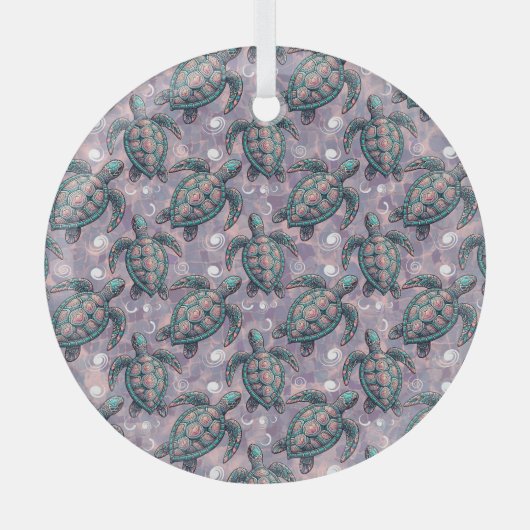 Zee Turtle Ocean Pattern Glas Ornament (Voorkant)