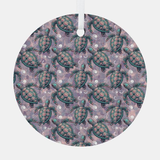 Zee Turtle Ocean Pattern Glas Ornament (Achterkant)