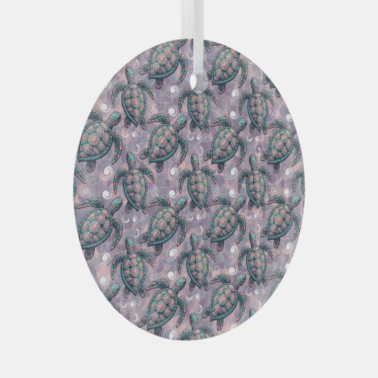 Zee Turtle Ocean Pattern Glas Ornament (Voorkant Rechts)