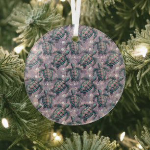 Zee Turtle Ocean Pattern Glas Ornament