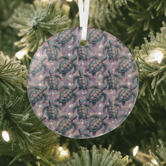 Zee Turtle Ocean Pattern Glas Ornament (Insitu)