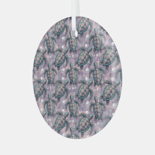 Zee Turtle Ocean Pattern Glas Ornament (Voorkant links)