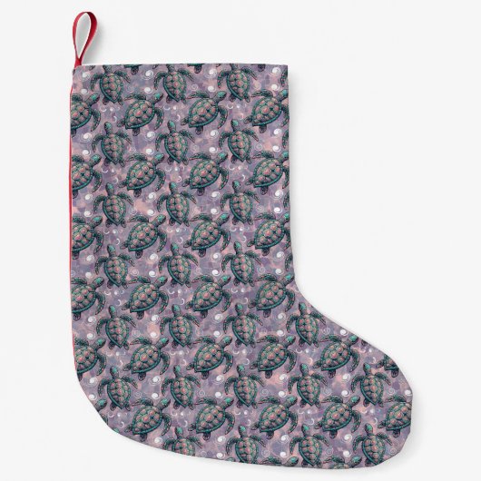 Zee Turtle Ocean Pattern Kleine Kerstsok (Voorkant)