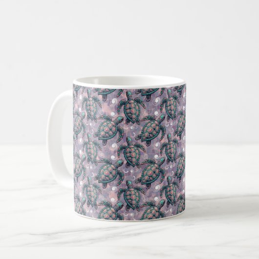 Zee Turtle Ocean Pattern Koffiemok (Voorkant links)