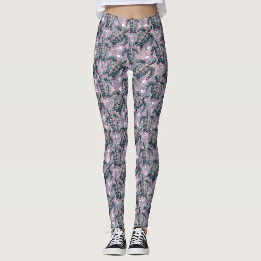 Zee Turtle Ocean Pattern Leggings (Voorkant)