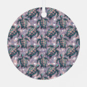 Zee Turtle Ocean Pattern Metalen Ornament (Achterkant)