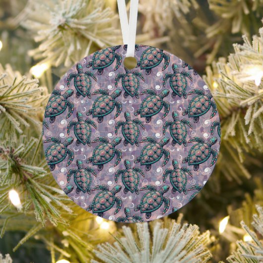 Zee Turtle Ocean Pattern Metalen Ornament (Insitu)