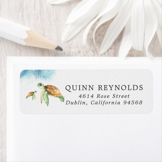 Zee Turtle Ocean | Retouradreslabel Etiket (Insitu)