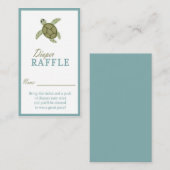 Zee Turtle Ocean Theme Luier Raffle Ticket Informatiekaartje (Voorkant / Achterkant)