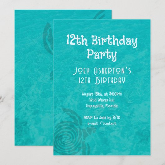 Zee Turtle Ocean Thmed Surprise Party Kaart (Voorkant / Achterkant)