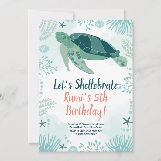 Zee Turtle Ocean Verjaardagsfeest Kaart (Voorkant)