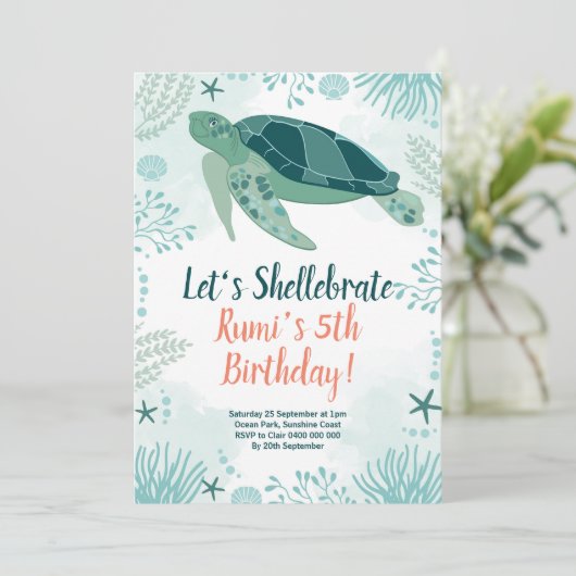 Zee Turtle Ocean Verjaardagsfeest Kaart (Staand voorkant)