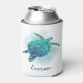 Zee Turtle Ocean Waterverf Personalized Blikjeskoeler (Blikje Voorkant)
