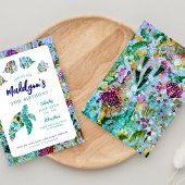 Zee Turtle Onder het Zee Verjaardagsuitnodiging Kaart