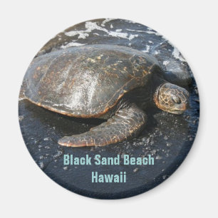Zee Turtle op Black Sand Beach Hawaii Magneet