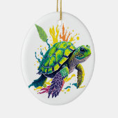ZEE TURTLE OP DE DAG VAN EEN ZOMER KERAMISCH ORNAMENT (Rechts)