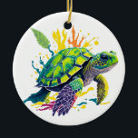 ZEE TURTLE OP DE DAG VAN EEN ZOMER KERAMISCH ORNAMENT<br><div class="desc">Een perfect ontwerp voor de zomer,  een schildpad die op vakantie op een zomerwarmte afkoelt.</div>