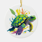 ZEE TURTLE OP DE DAG VAN EEN ZOMER KERAMISCH ORNAMENT (Voorkant)