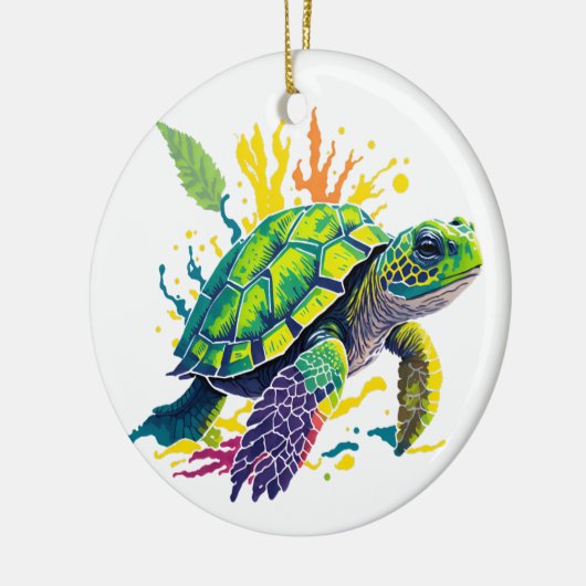 ZEE TURTLE OP DE DAG VAN EEN ZOMER KERAMISCH ORNAMENT (Links)