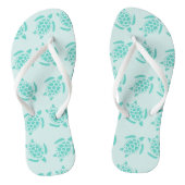 Zee Turtle op Ocean Blue nautische bruiloft Teenslippers (Voetbed)