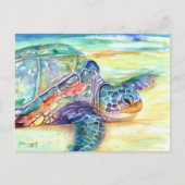 Zee Turtle op Tropical Beach Briefkaart (Voorkant)