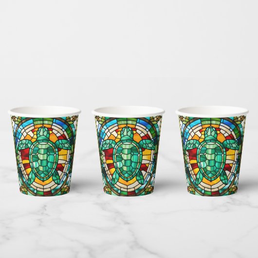 Zee Turtle Papieren Bekers (Multi)
