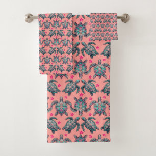 Zee Turtle Pattern Bad Handdoek