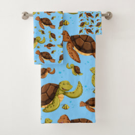 Zee Turtle Pattern Bad Handdoek
