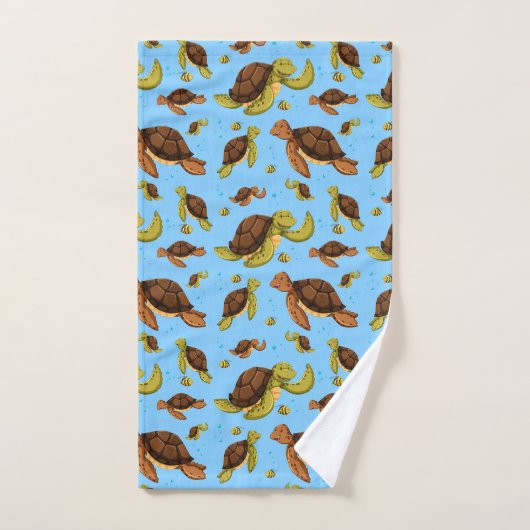 Zee Turtle Pattern Bad Handdoek (Handdoek)