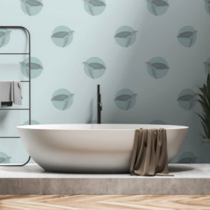 Zee Turtle Pattern Blauw en Groen Onder het Zee Behang