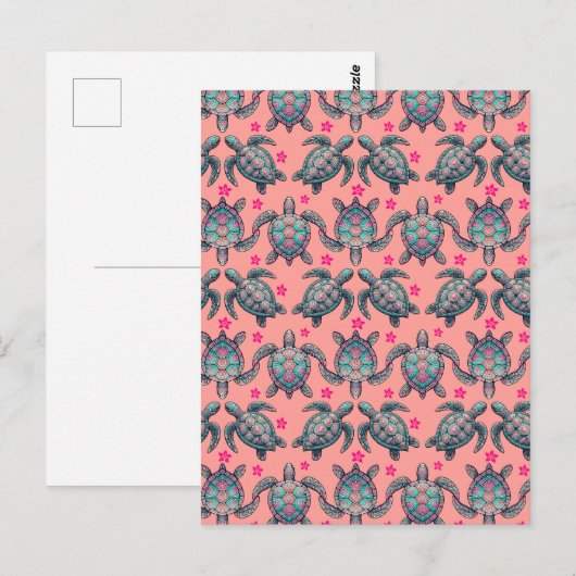 Zee Turtle Pattern Briefkaart (Voorkant / Achterkant)