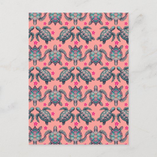 Zee Turtle Pattern Briefkaart (Voorkant)
