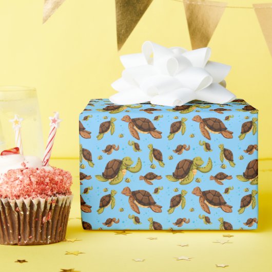 Zee Turtle Pattern Cadeaupapier (Verjaardagsfeest)