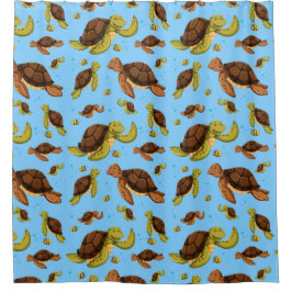 Zee Turtle Pattern Douchegordijn