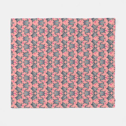 Zee Turtle Pattern Fleece Deken (Voorkant (Horizontaal))